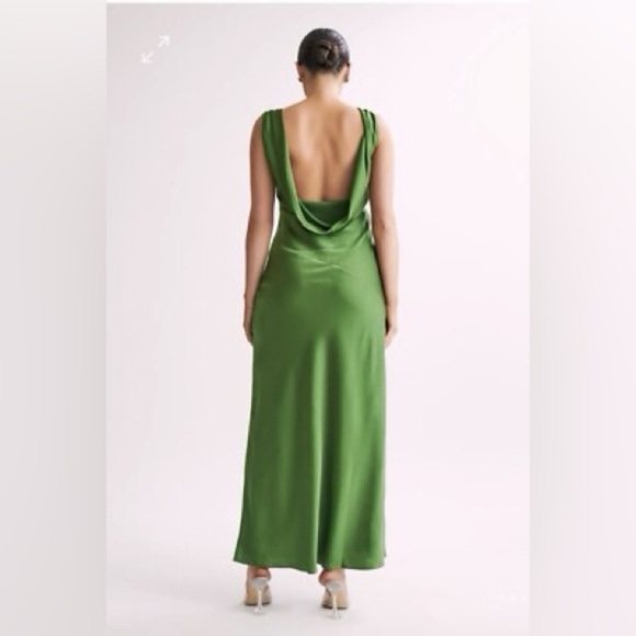 Meshki Nadia Maxi Satin Green Dress Back Cowl NWT size XS - Picture 7 of 11